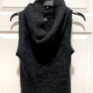 Bebe acrylic blend cowl neck sleeveless sweater.